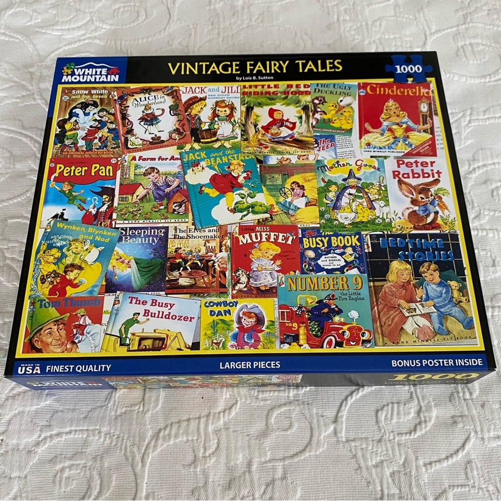 Vintage Fairy Tales Jigsaw Puzzle 1000 Piece White Mountain Complete - Picture 12 of 13